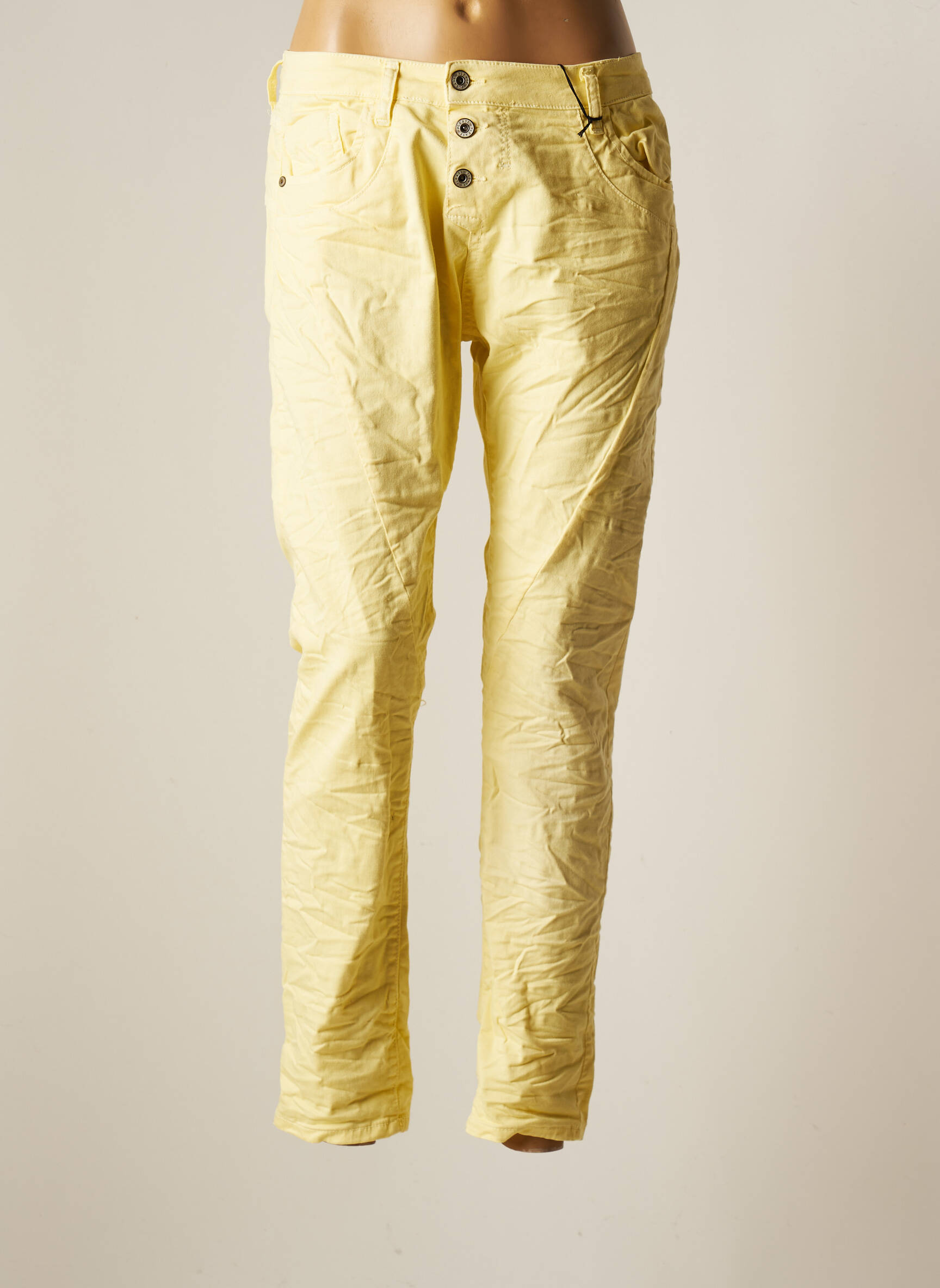 Pantalon femme jaune best sale