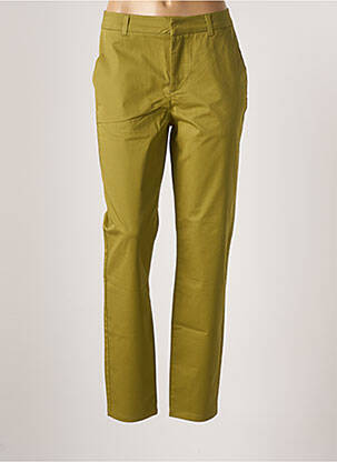 Pantalon chino tissage popeline taille normale vert GEISHA femme