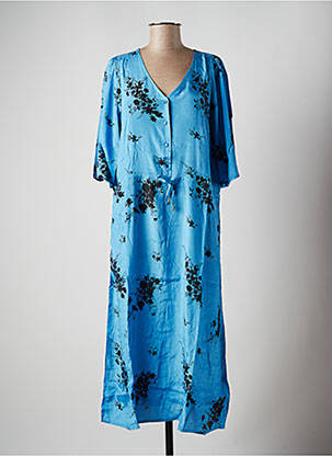 Robe longue imprimé fleurs manches 3/4 bleu KAFFE femme