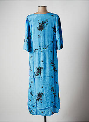 Robe longue imprimé fleurs manches 3/4 bleu KAFFE femme