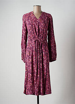 Robe mi-longue imprimé fantaisie manches longues rose WHITE STUFF femme