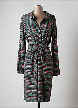 Robe mi-longue imprimé fantaisie manches longues bleu ZILCH femme