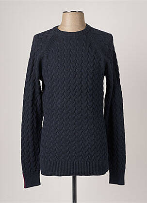 Pull maille torsadée manches longues bleu WHITE STUFF homme