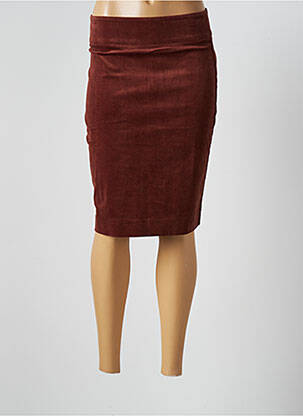 Jupe mi-longue coupe droite marron ZILCH femme