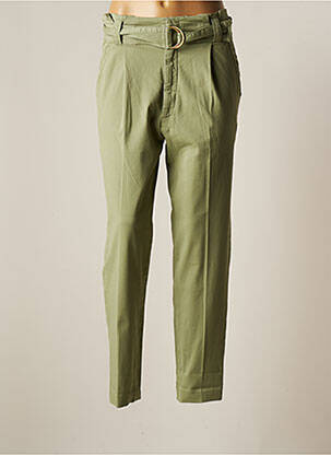 Pantalon droit tissage popeline taille haute vert REIKO femme