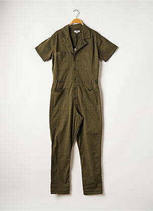 Combi-pantalon fermeture boutonnée sur le devant manches courtes vert FIVE femme