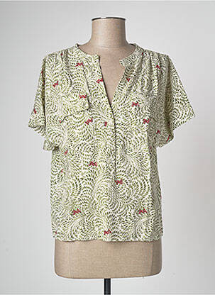 Blouse imprimé fleurs manches courtes vert VILA femme