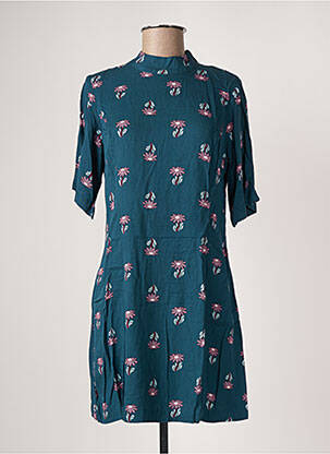 Robe courte fermeture zippée au dos manches courtes bleu COMPAÑIA FANTASTICA femme