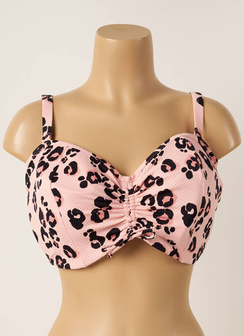 Haut de maillot de bain bretelles élastiquées ajustables haut soutien-gorge balconnet rose ELOMI femme