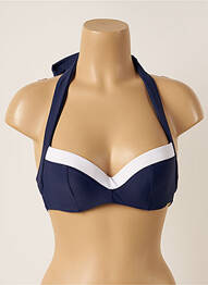 Haut de maillot de bain bretelles élastiquées amovibles haut soutien-gorge balconnet bleu PANACHE femme