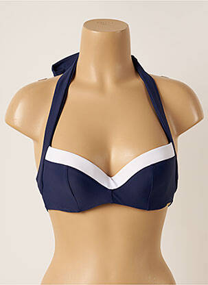 Haut de maillot de bain bretelles élastiquées amovibles haut soutien-gorge balconnet bleu PANACHE femme