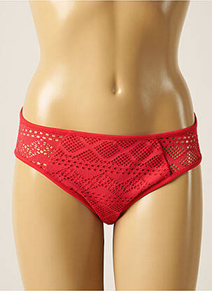 Bas de maillot de bain effet matière satinée culotte rouge FREYA femme