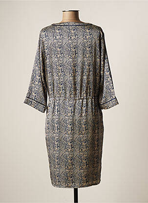 Robe mi-longue manches 3/4 manches 3/4 bleu SIGNATURE femme