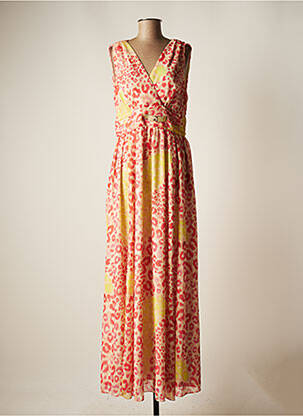 Robe longue tissage crêpe sans manche rose KOCCA femme