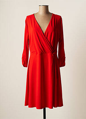 Robe mi-longue coupe fluide manches longues rouge KOCCA femme