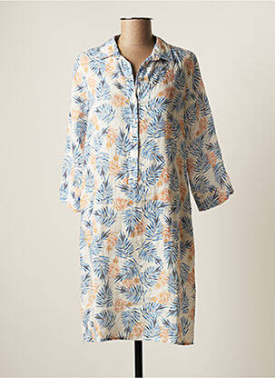 Robe mi-longue manches longues manches longues bleu SIGNE NATURE femme