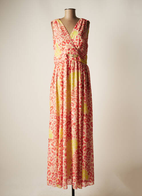 Robe longue tissage crêpe sans manche rose KOCCA femme
