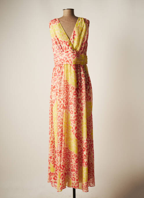 Robe longue tissage crêpe sans manche rose KOCCA femme