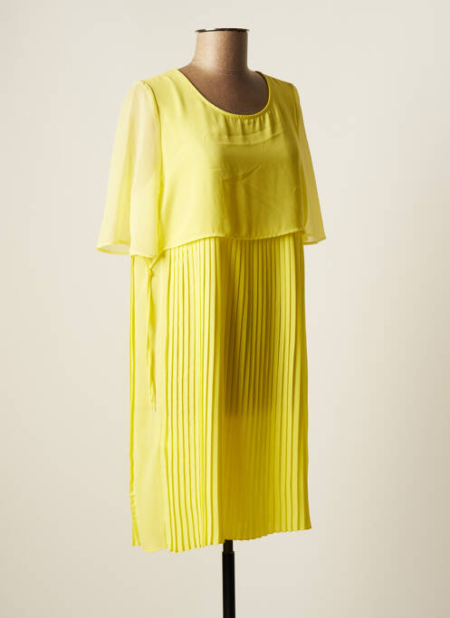 Robe courte manches courtes manches courtes jaune ANDAMIO femme