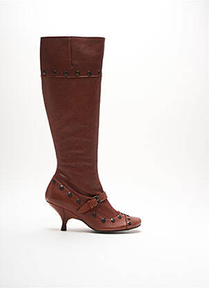 Bottes tissage satiné talon de 4 à 6cm marron MUXART femme