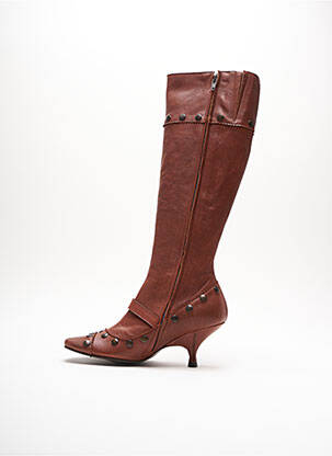 Bottes tissage satiné talon de 4 à 6cm marron MUXART femme