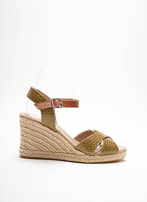 Espadrilles tissage satiné talon de 7 à 9cm vert CARMEN SAIZ femme
