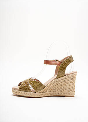 Espadrilles tissage satiné talon de 7 à 9cm vert CARMEN SAIZ femme