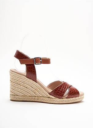 Espadrilles tissage satiné talon de 4 à 6cm marron CARMEN SAIR femme