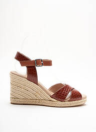 Espadrilles tissage satiné talon de 4 à 6cm marron CARMEN SAIR femme
