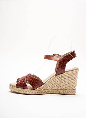 Espadrilles tissage satiné talon de 4 à 6cm marron CARMEN SAIR femme