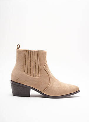 Boots beige femme outlet pas cher