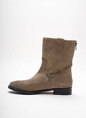 Bottines/boots nubuck talon plat jusqu'à 3cm beige STEPHANE GONTARD femme