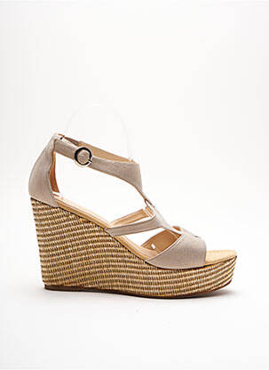 Espadrilles nubuck talon de 7 à 9cm beige UNISA femme