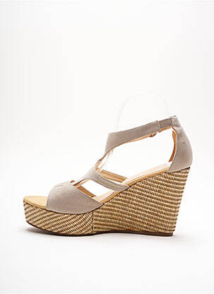 Espadrilles nubuck talon de 7 à 9cm beige UNISA femme