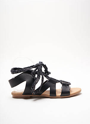 Spartiates tissage satiné talon plat jusqu'à 3cm noir IPPON VINTAGE femme