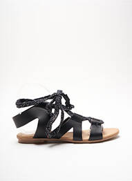 Spartiates tissage satiné talon plat jusqu'à 3cm noir IPPON VINTAGE femme