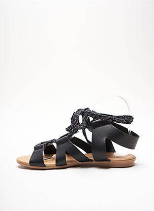 Spartiates tissage satiné talon plat jusqu'à 3cm noir IPPON VINTAGE femme