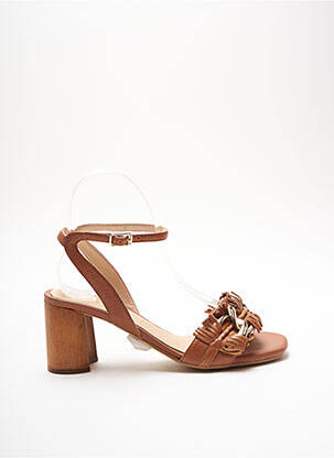 Sandales/nu pieds tissage satiné talon de 4 à 6cm marron UNISA femme