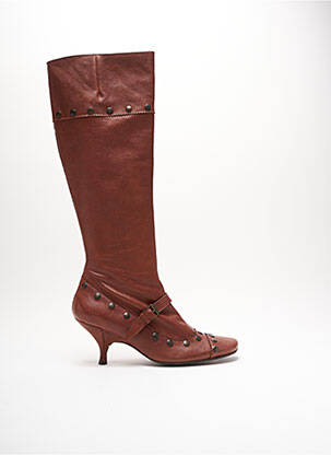 Bottes tissage satiné talon de 4 à 6cm marron MUXART femme