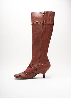 Bottes tissage satiné talon de 4 à 6cm marron MUXART femme