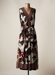 Robe longue imprimé fleurs sans manche noir CHRISTINE LAURE femme