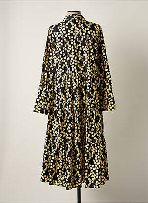 Robe mi-longue imprimé fleurs manches longues noir SECOND FEMALE femme