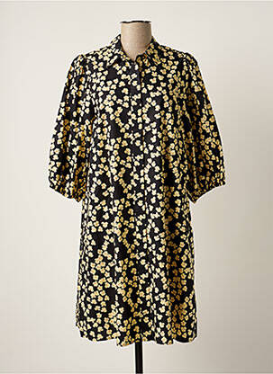 Robe mi-longue imprimé fleurs manches 3/4 noir SECOND FEMALE femme