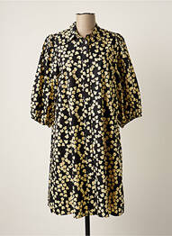 Robe mi-longue imprimé fleurs manches 3/4 noir SECOND FEMALE femme