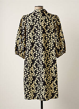 Robe mi-longue imprimé fleurs manches 3/4 noir SECOND FEMALE femme