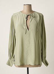 Blouse poignets boutonnés avec fente manches longues vert SUMMUM femme