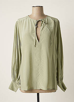 Blouse poignets boutonnés avec fente manches longues vert SUMMUM femme
