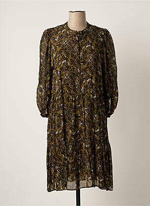 Robe mi-longue imprimé fleurs manches longues vert SECOND FEMALE femme