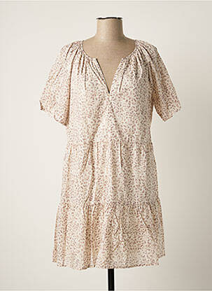 Robe mi-longue manches courtes manches courtes beige RAILS femme