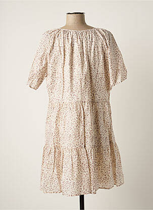 Robe mi-longue manches courtes manches courtes beige RAILS femme